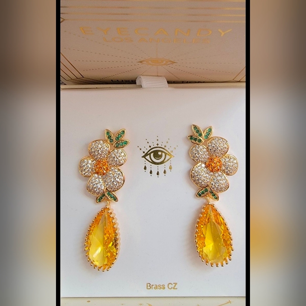 EyeCandy Flower Cubic Zirconia Earrings